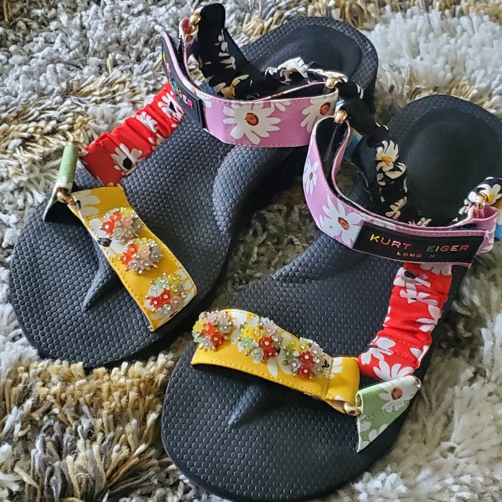 Kurt Geiger Floral Multi-Color Embellished Sandals